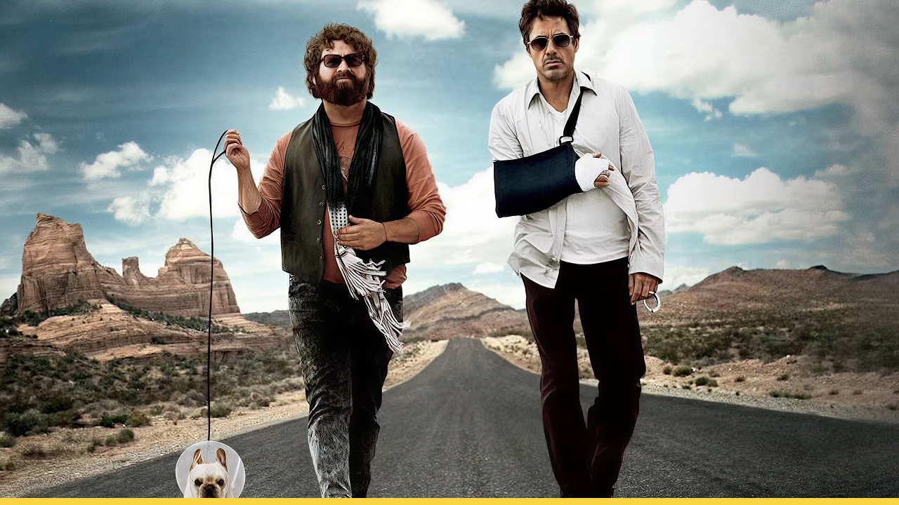 Two mismatched strangers embark on a chaotic cross-country road trip in Due Date