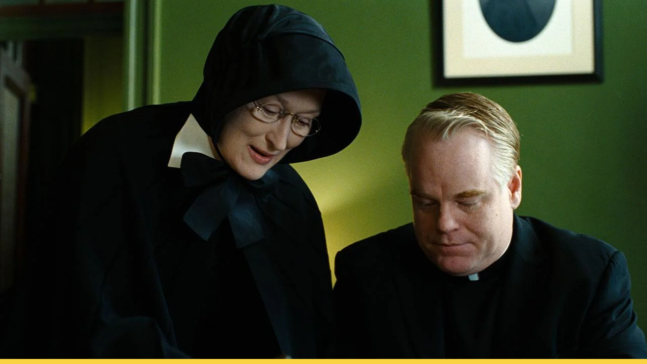 Father Flynn (Hoffman) and Sister Aloysius (Streep) face off over allegations of misconduct.