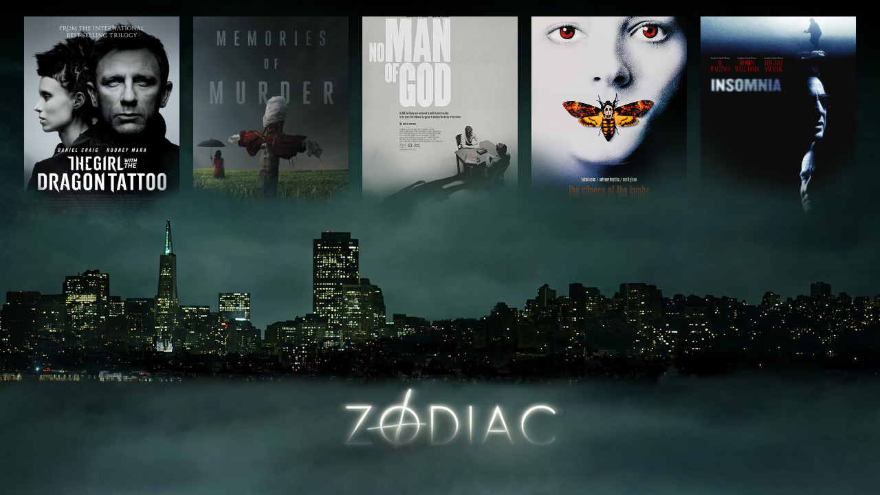 A collage of gripping true-crime thrillers like Zodiac and films that stand out for unforgettable investigations. 